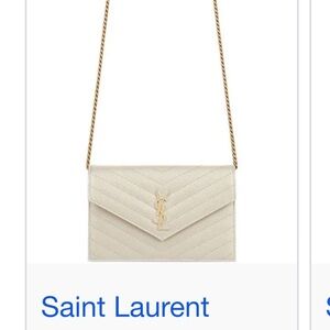 YSL Cassandra Beige Quilted Crossbody Wallet on a chain-iPhone ProMax fits too!